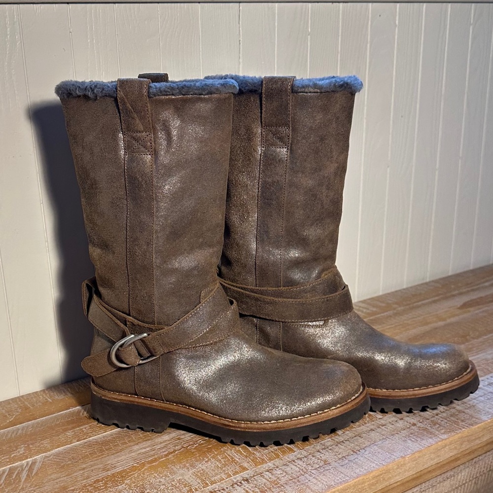Brunello Cucinelli Suede Mid-Calf Moto Boots